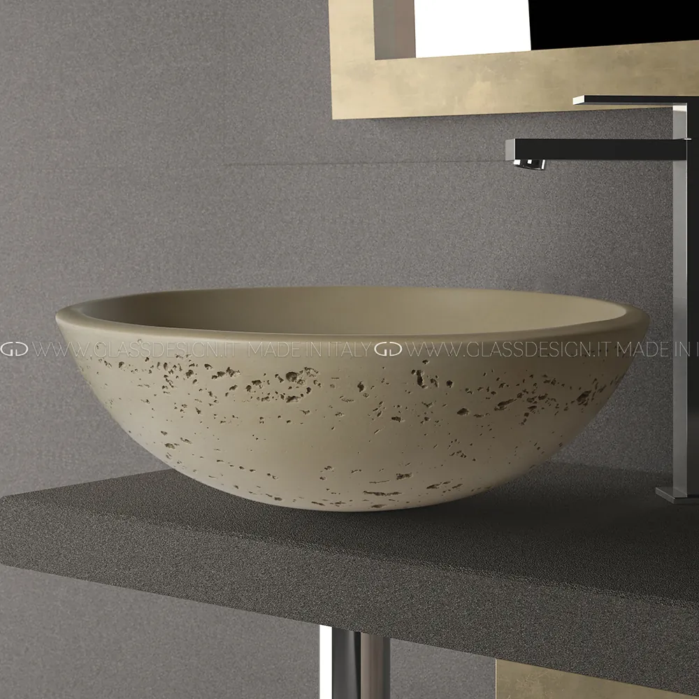 Glass Design Oval Travertino