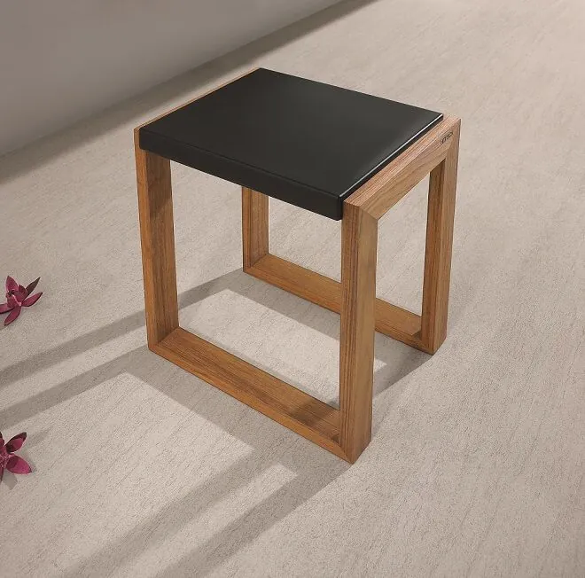 Hoesch Stool made of water-resistant doussie wood and PU pad